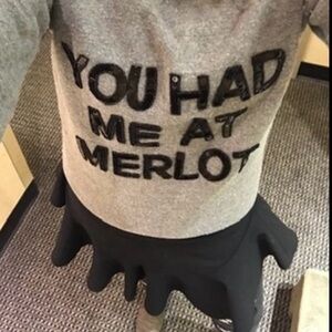 Bow & Drape Gray Sweatshirt with Black Text